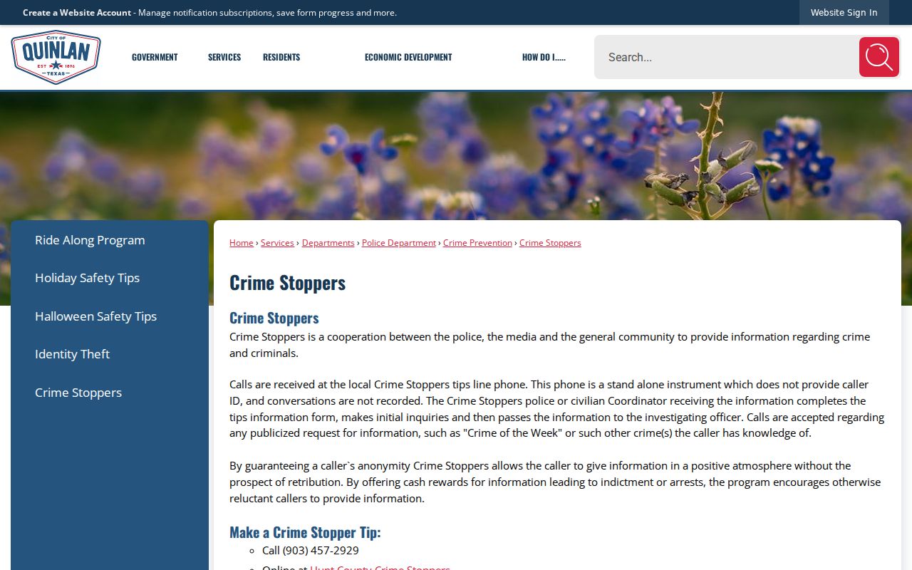 Hunt County warrant tip information: local Crime Stoppers anonymous channels