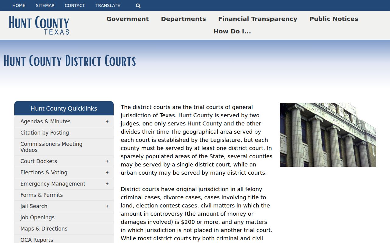Hunt County arrest warrant records: 196th and 354th District Courts contact information